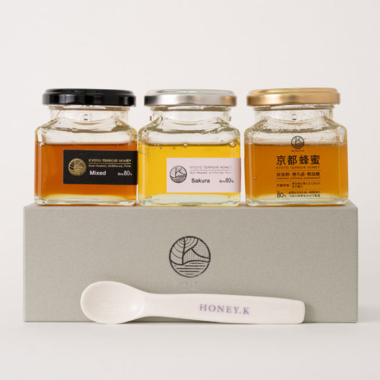 テロワールハニー「京百花・サクラ・京都蜂蜜」ギフトセット 森修焼きスプーン付き/株式会社ORG