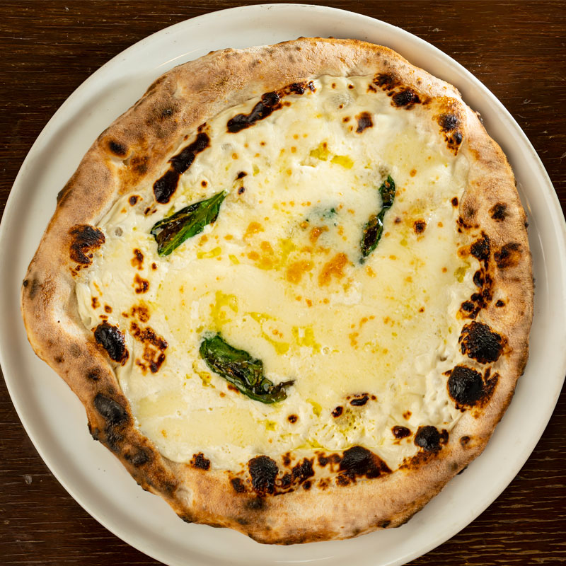 伝統的なナポリピッツァ 酒粕のクワトロフォルマッジ/緑のイスキア